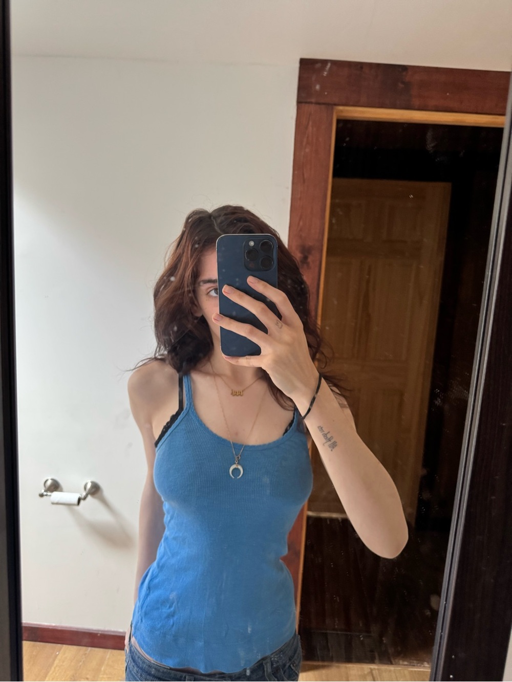 So Wear It Declare It Blue Ribbed Scoop Tank Top